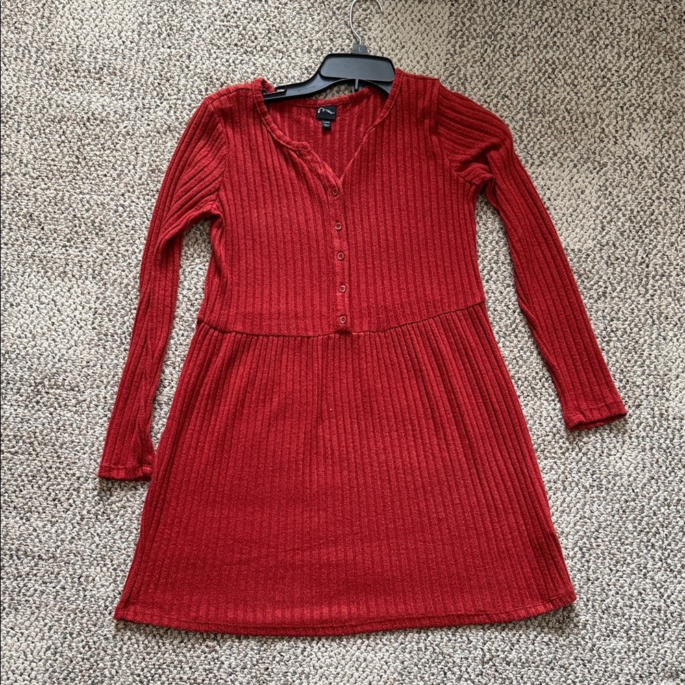 Art Class Vibrant Burnt Orange Ribbed Top